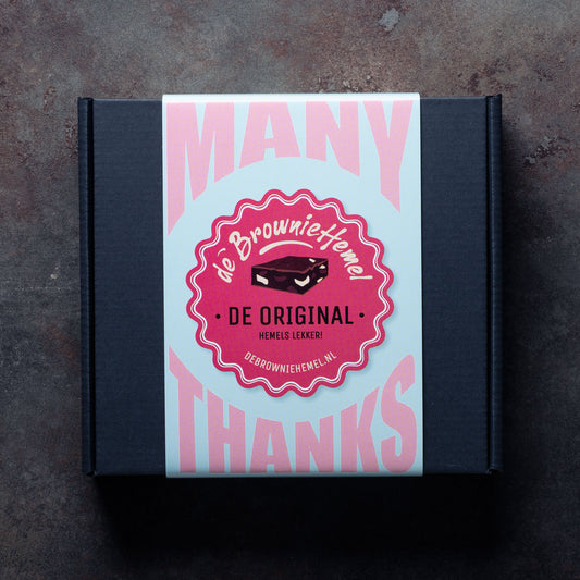 De 'Enorm bedankt' Giftbox van De Browniehemel. 4 Brownies om cadeau te geven. 