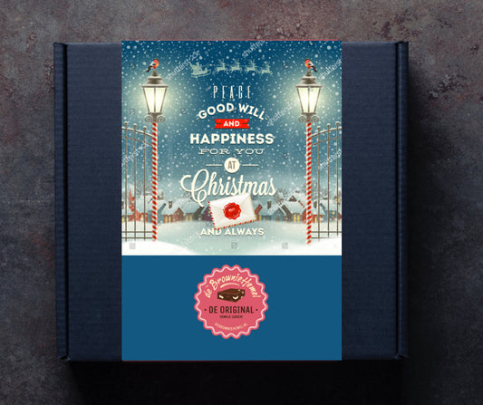 De 'Merry Christmas' Kerst giftbox van De Browniehemel. 4 Brownies om cadeau te geven. 